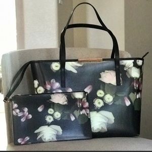 Ted Baker Leather Floral Tote and Matching Pouch